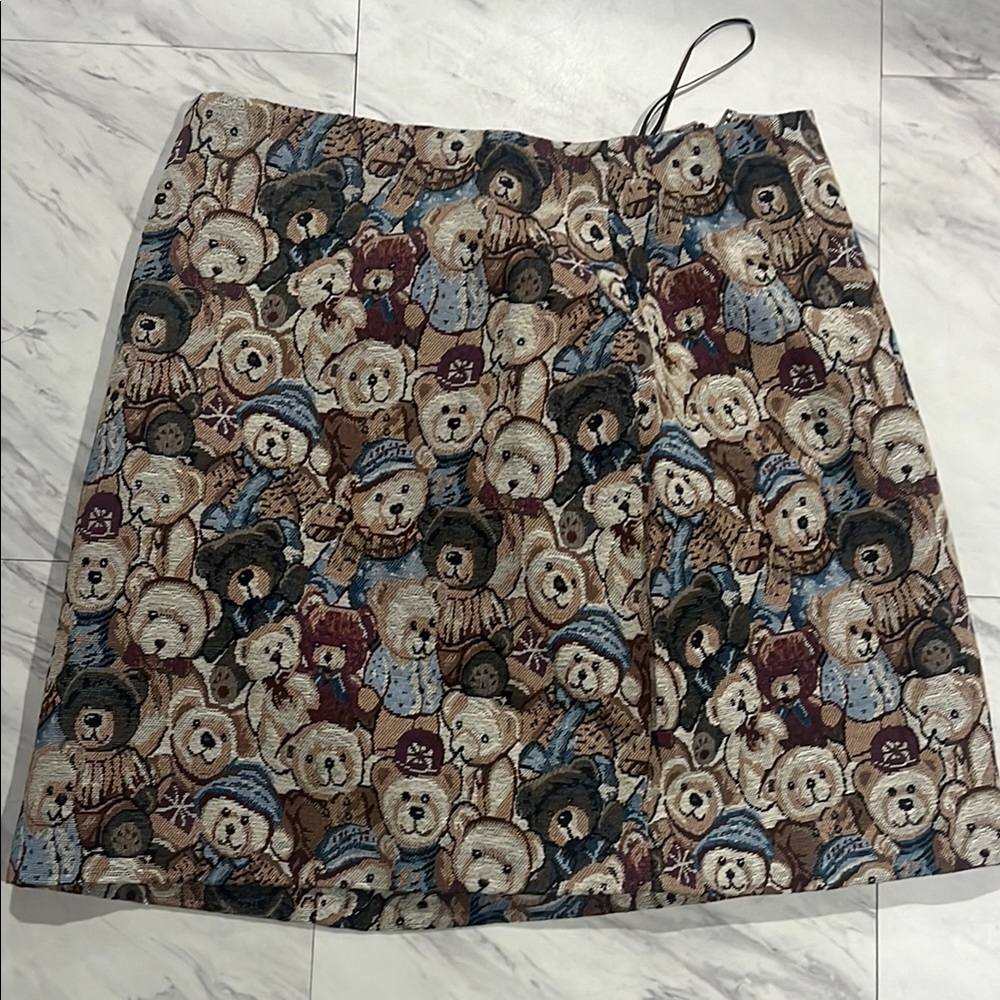 Nasty Gal Brown and Cream A-Line Mini Skirt